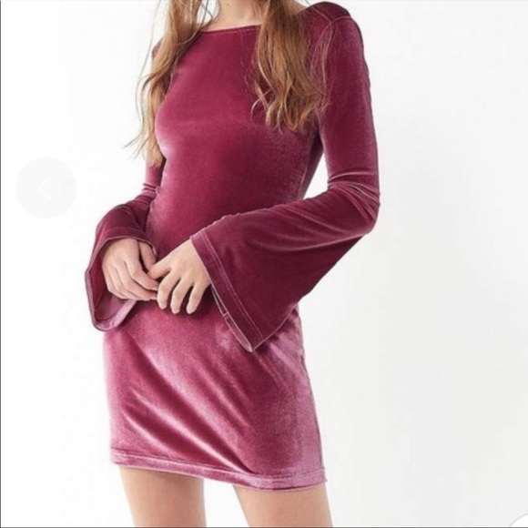 Urban Outfitters Dresses & Skirts - Urban Outfitters U Belle Velvet Bell-Sleeve Mini
Dress, Pink, Size Small